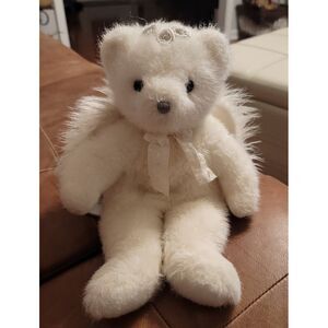 TY White Sparkly Winged Bear 14"‎